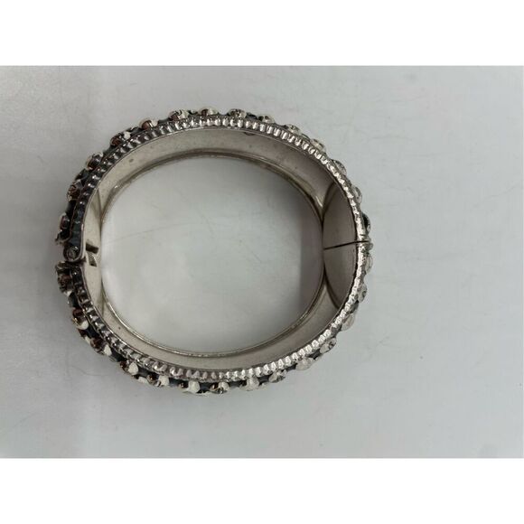 Brighton silver plated "Rockin Hearts" black enamel/crystal Cuff Bracelet - Picture 7 of 7